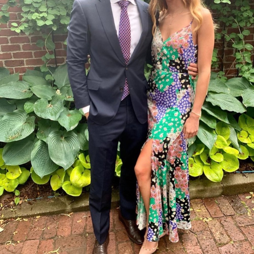 Lulus Green Multi Floral Print Satin Maxi Dress